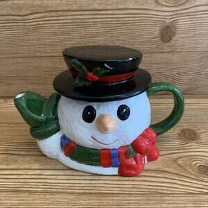 Snowman Face Teapot Tea Pot Christmas Decoration WCL China Black Hat